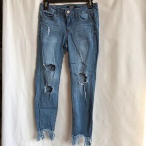 Forever 21 deconstructed distressed push up jeans